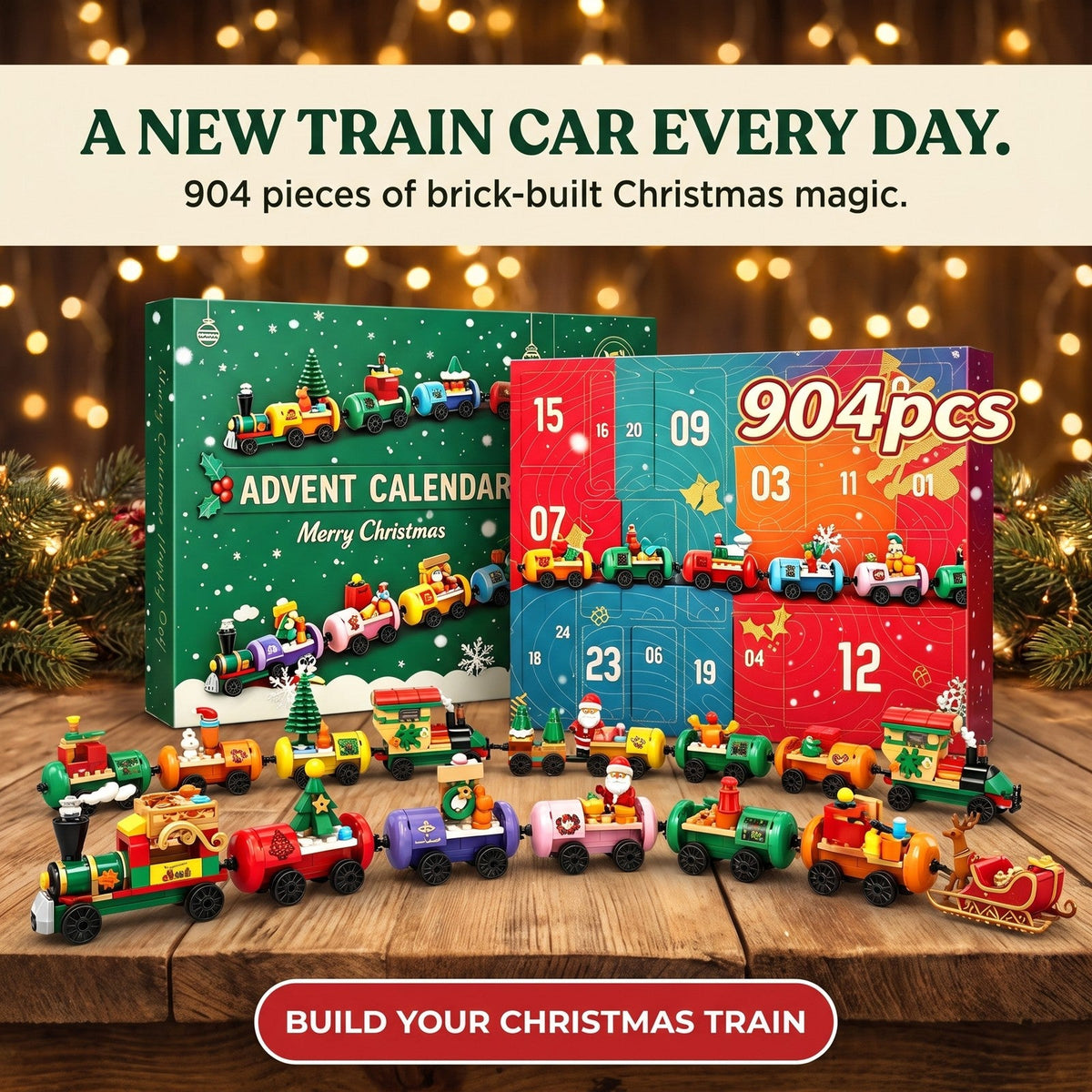 Christmas Train Brick Advent Calendar, 904 Pieces