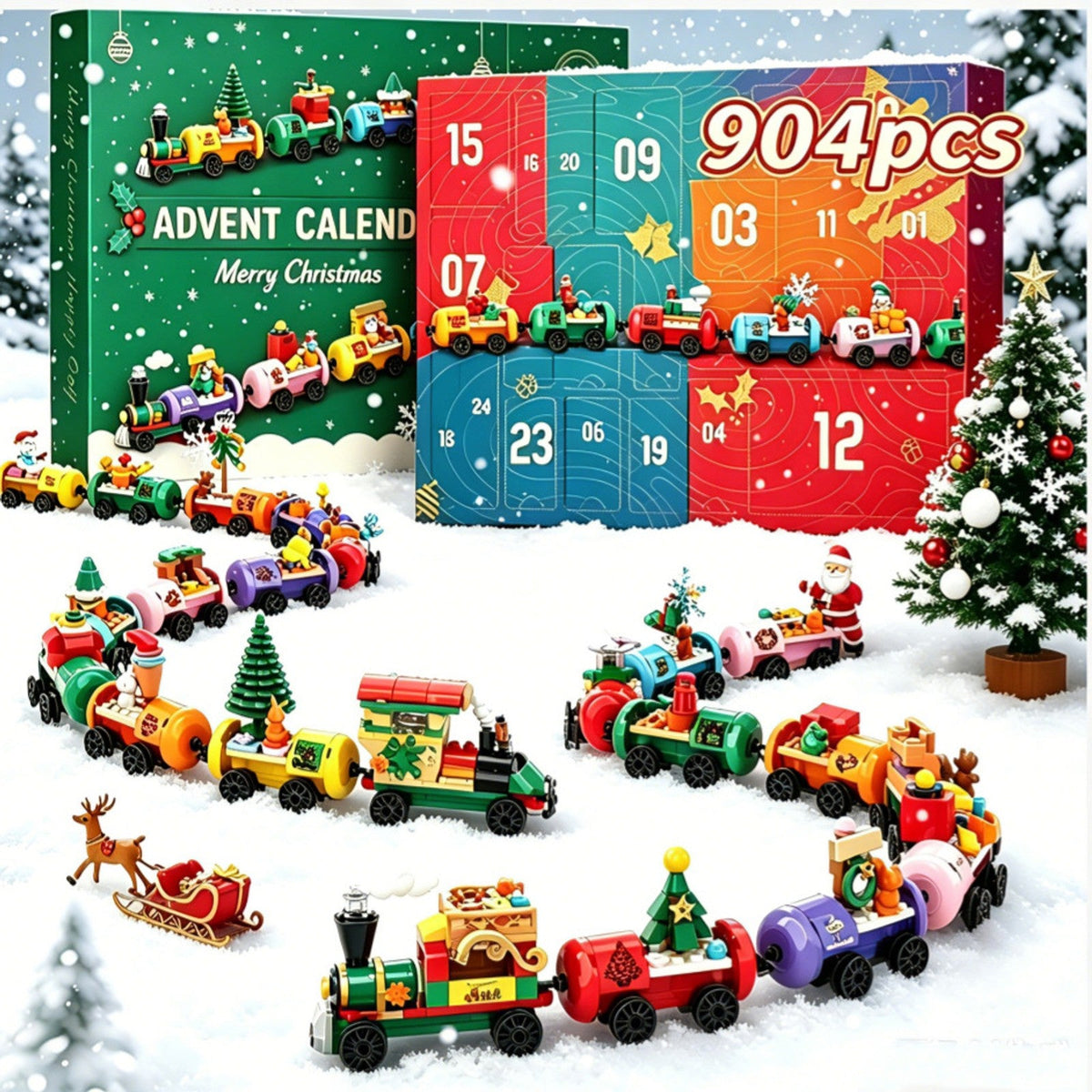 Christmas Train Brick Advent Calendar, 904 Pieces