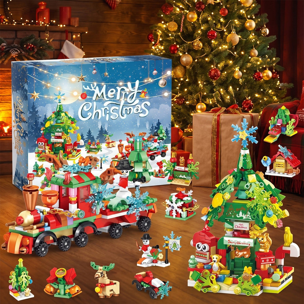Christmas Train and Tree House Brick Advent Calendar, 699 Pieces