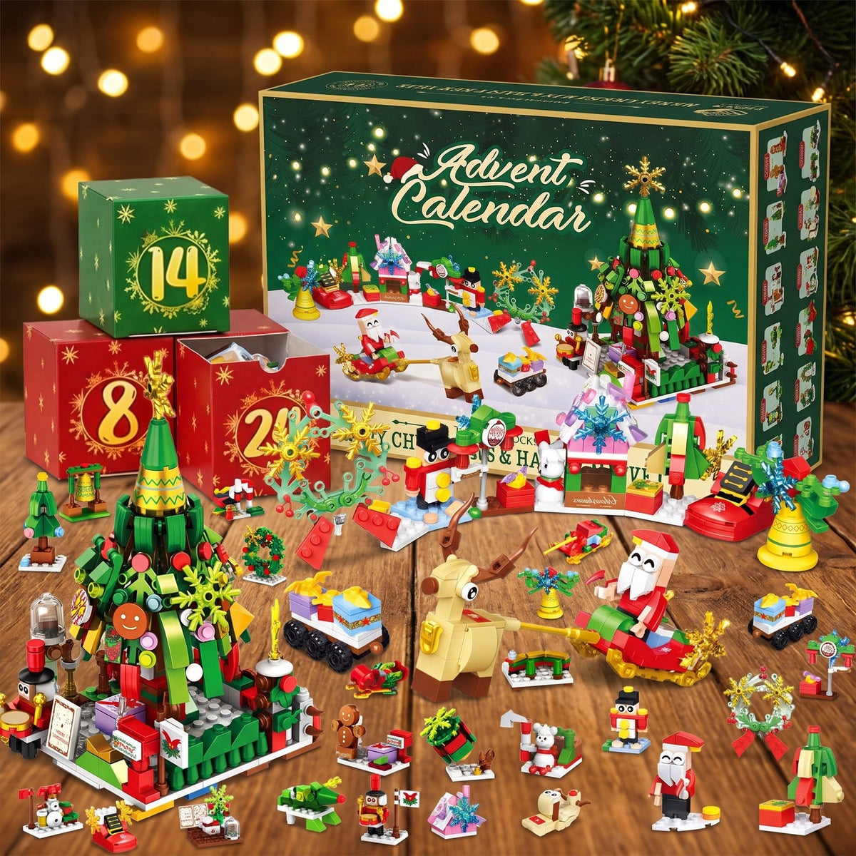 Christmas Tree and Santa's Sleigh Brick Advent Calendar, Mini Builds