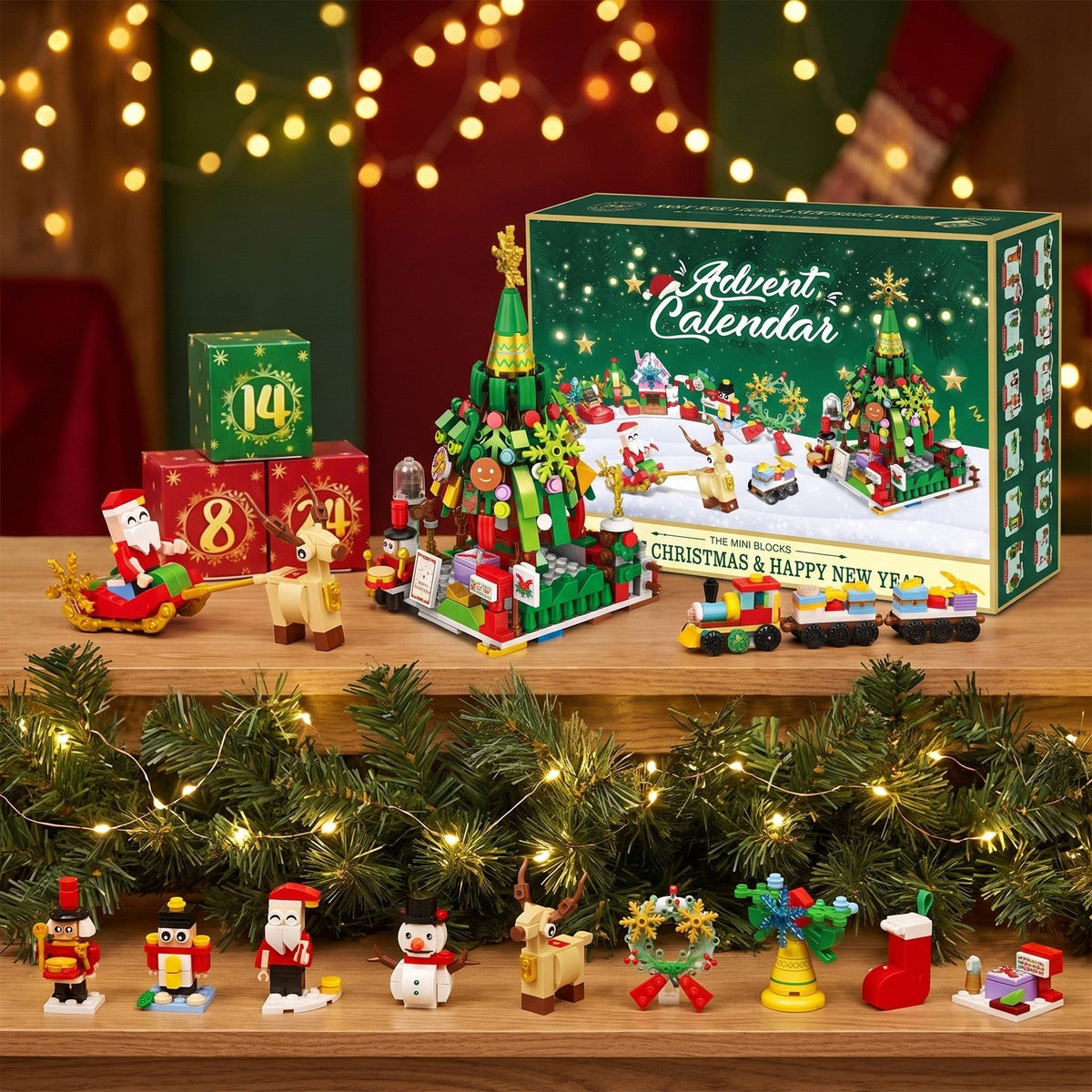 Christmas Tree and Santa's Sleigh Brick Advent Calendar, Mini Builds