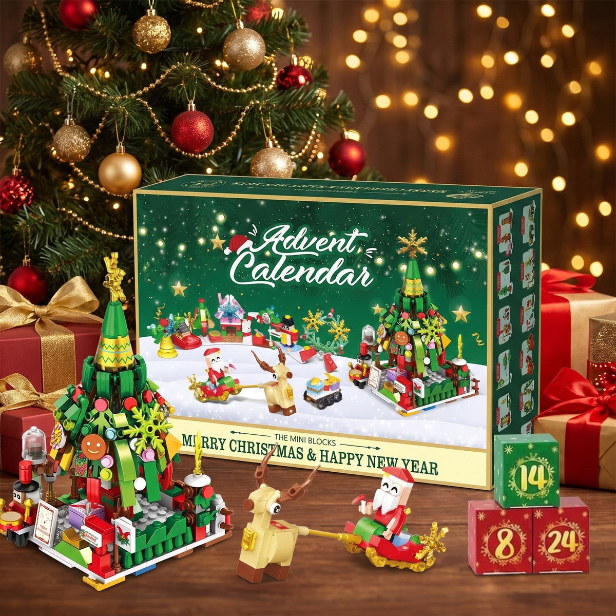 Christmas Tree and Santa's Sleigh Brick Advent Calendar, Mini Builds