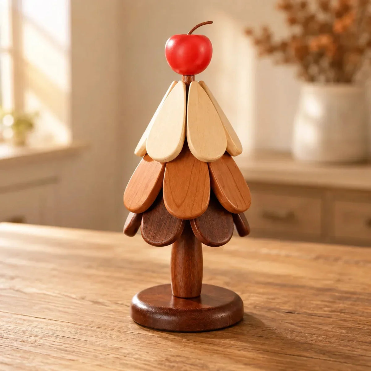 Christmas Tree Wooden Trivet with Detachable Elements