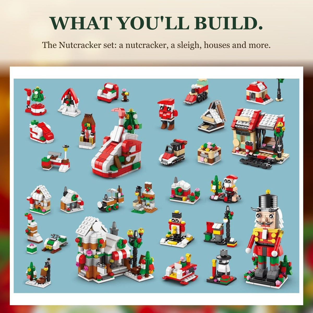 Christmas Village Brick Advent Calendar, 28 Builds, 6 in 1, Choose Your Scene