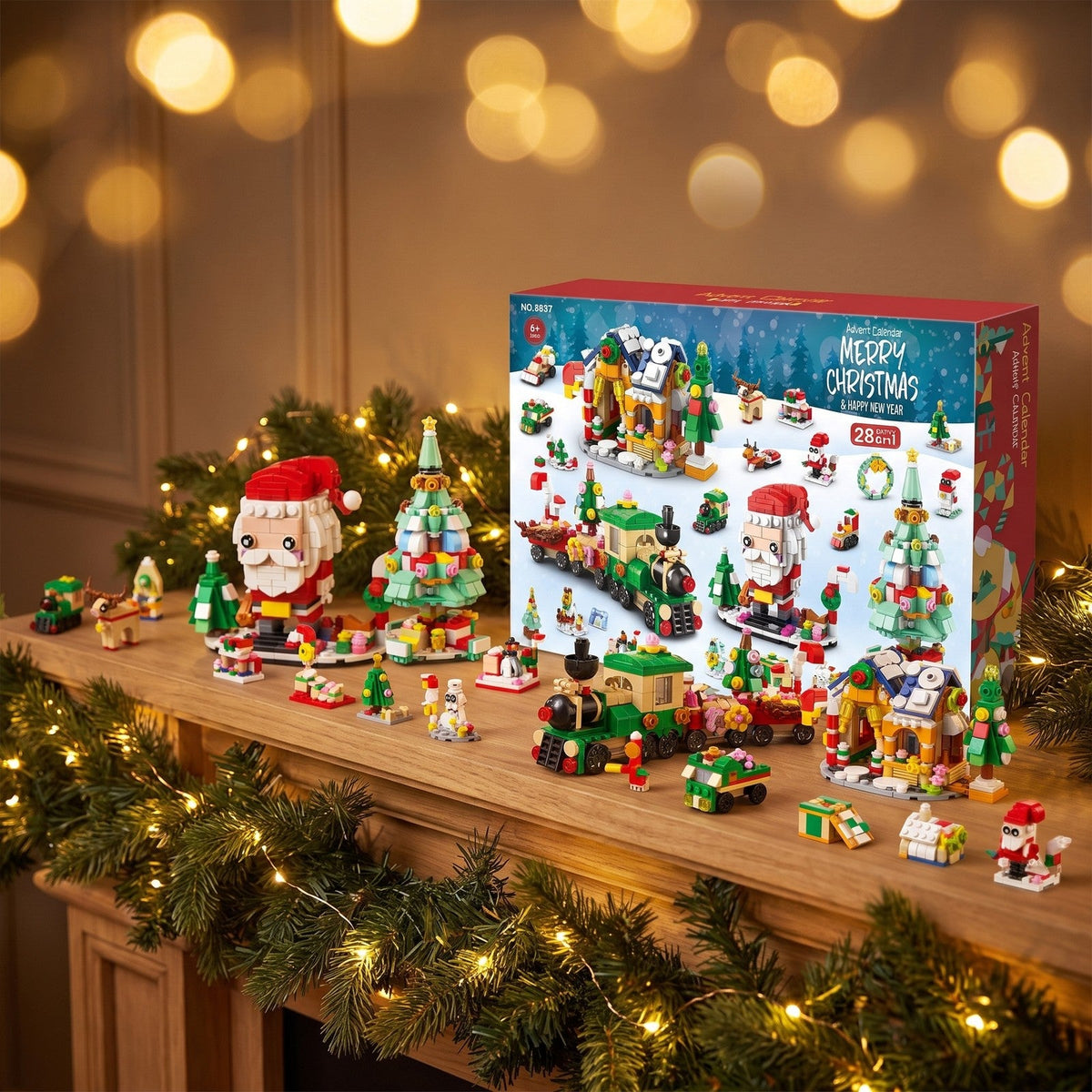 Christmas Village Brick Advent Calendar, 28 Builds, 6 in 1, Choose Your Scene