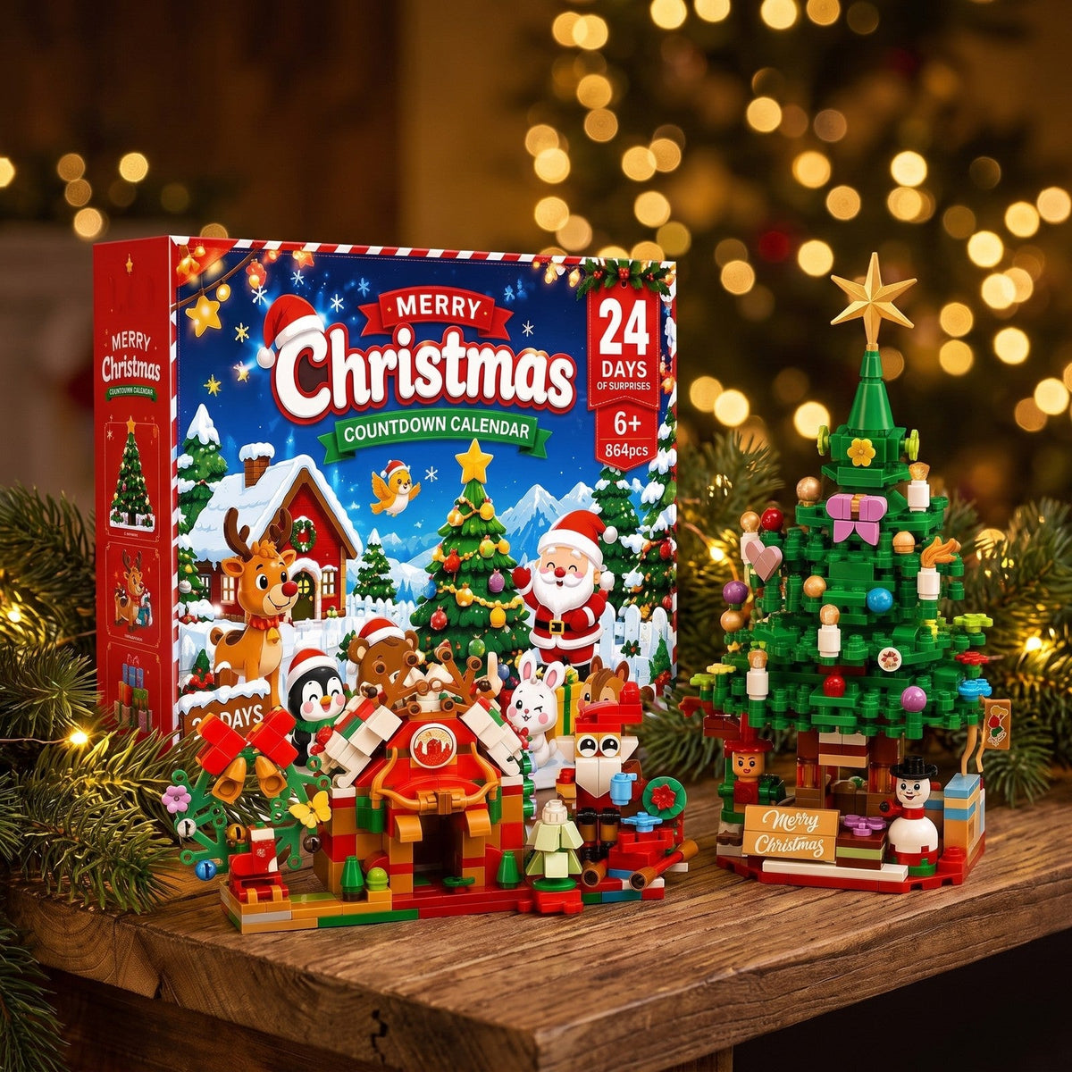 Christmas Village Brick Advent Calendar, 864-Piece Holiday Scene