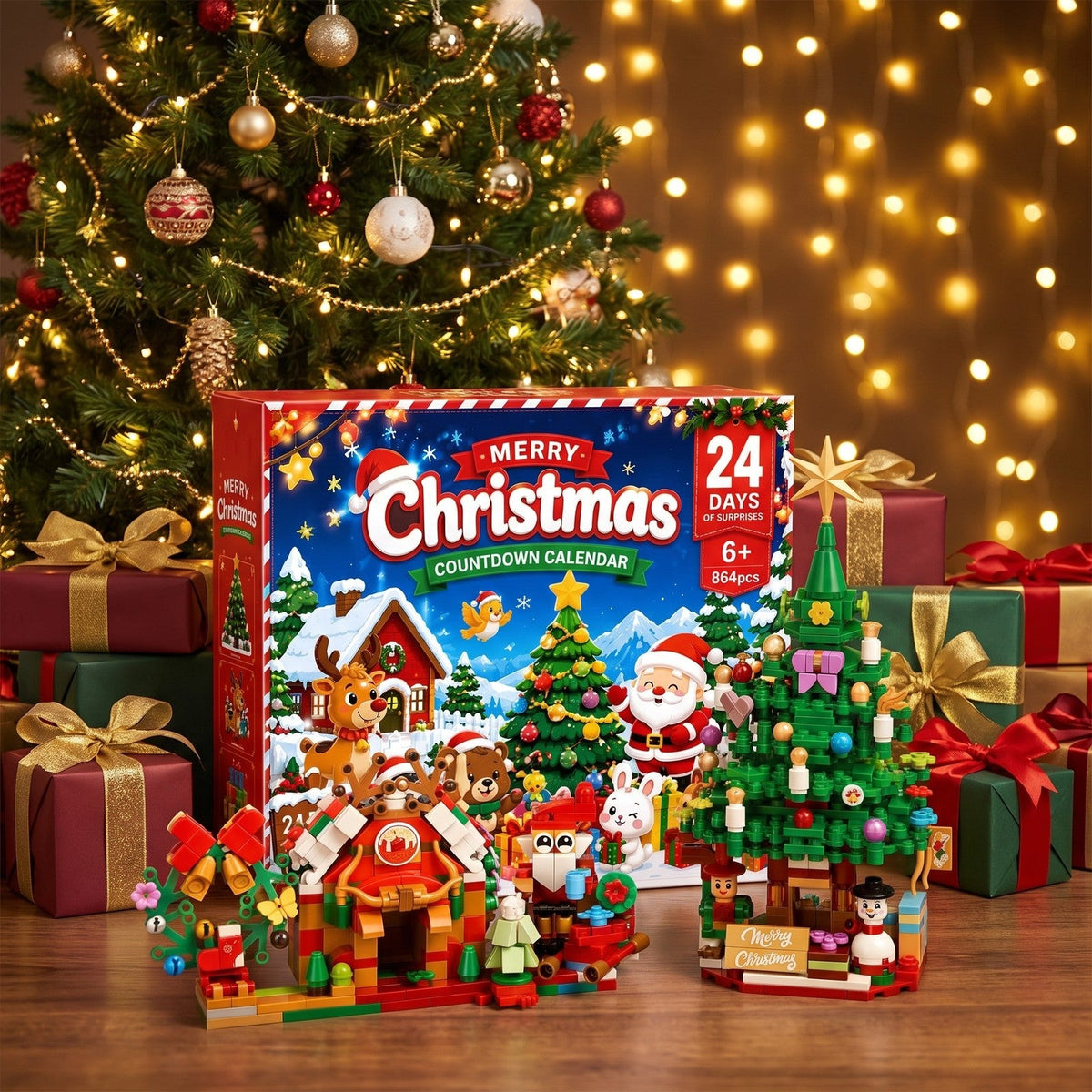 Christmas Village Brick Advent Calendar, 864-Piece Holiday Scene
