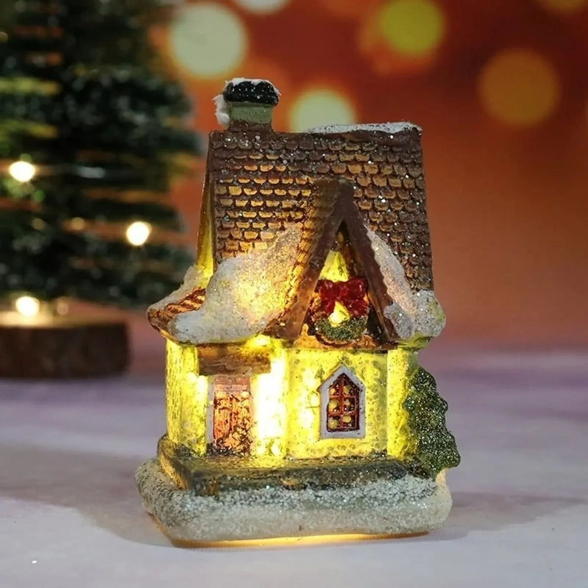 Christmas Village Decoration with Warm LED Lighting
