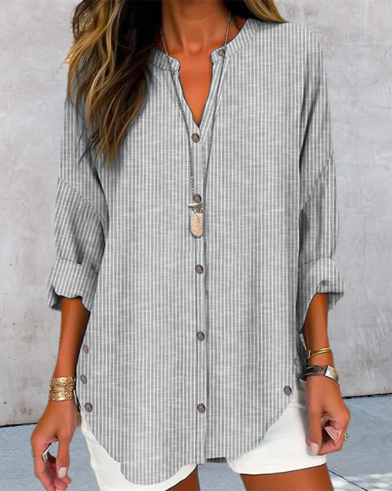 Image of Christy | Women's Button-Down Striped Blouse