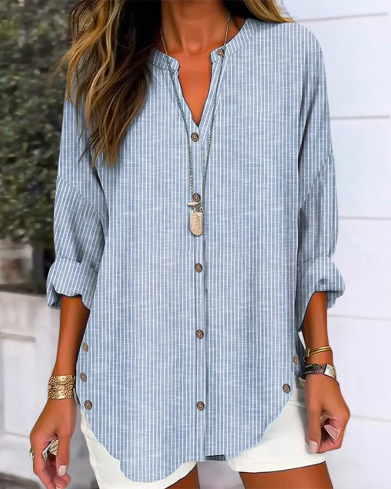 Image of Christy | Women's Button-Down Striped Blouse