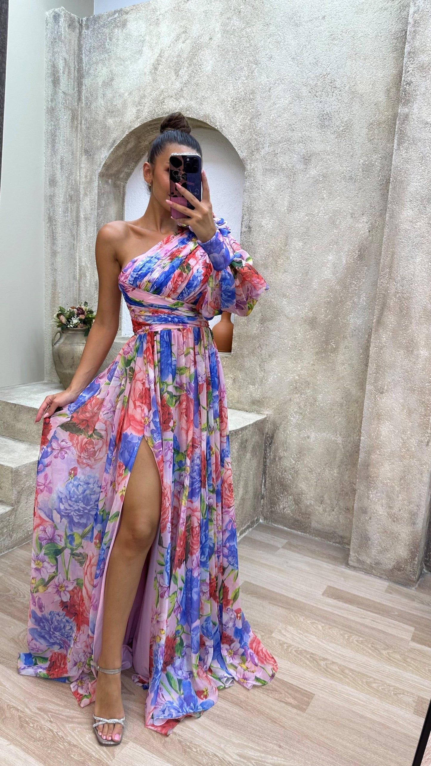 Image of Christy | Women's One Shoulder Floral Maxi Dress