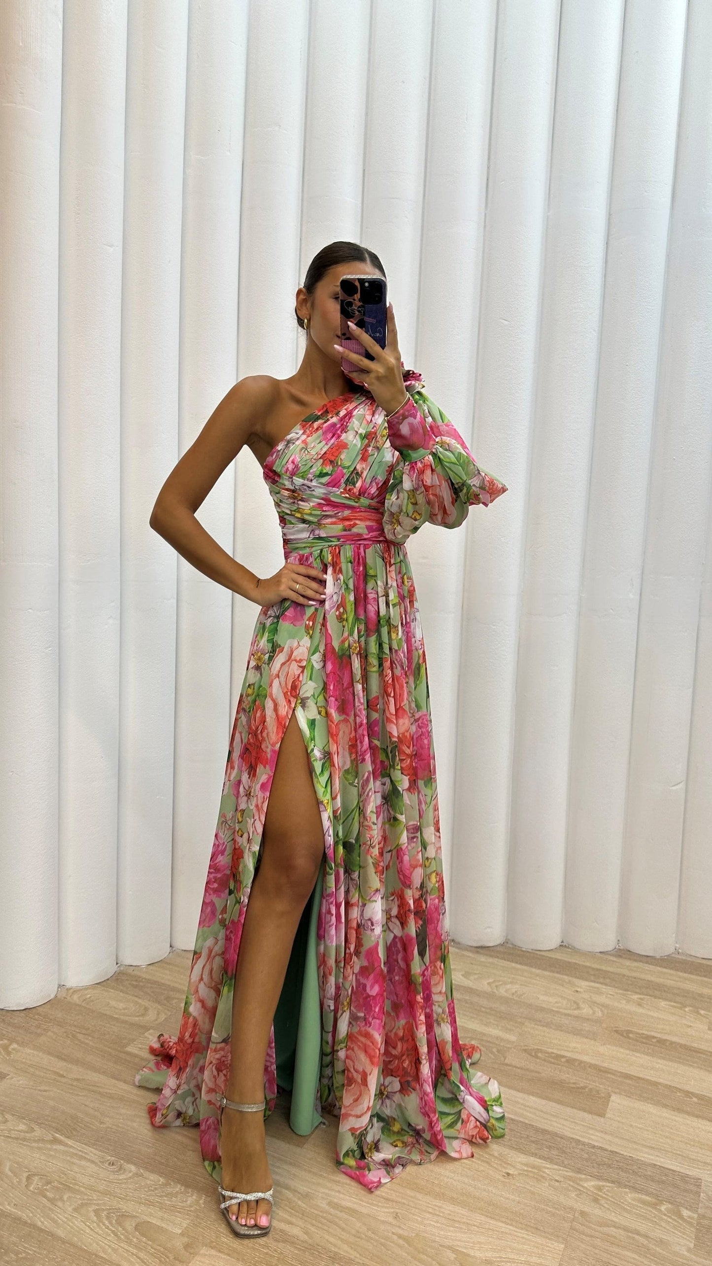 Image of Christy | Women's One Shoulder Floral Maxi Dress