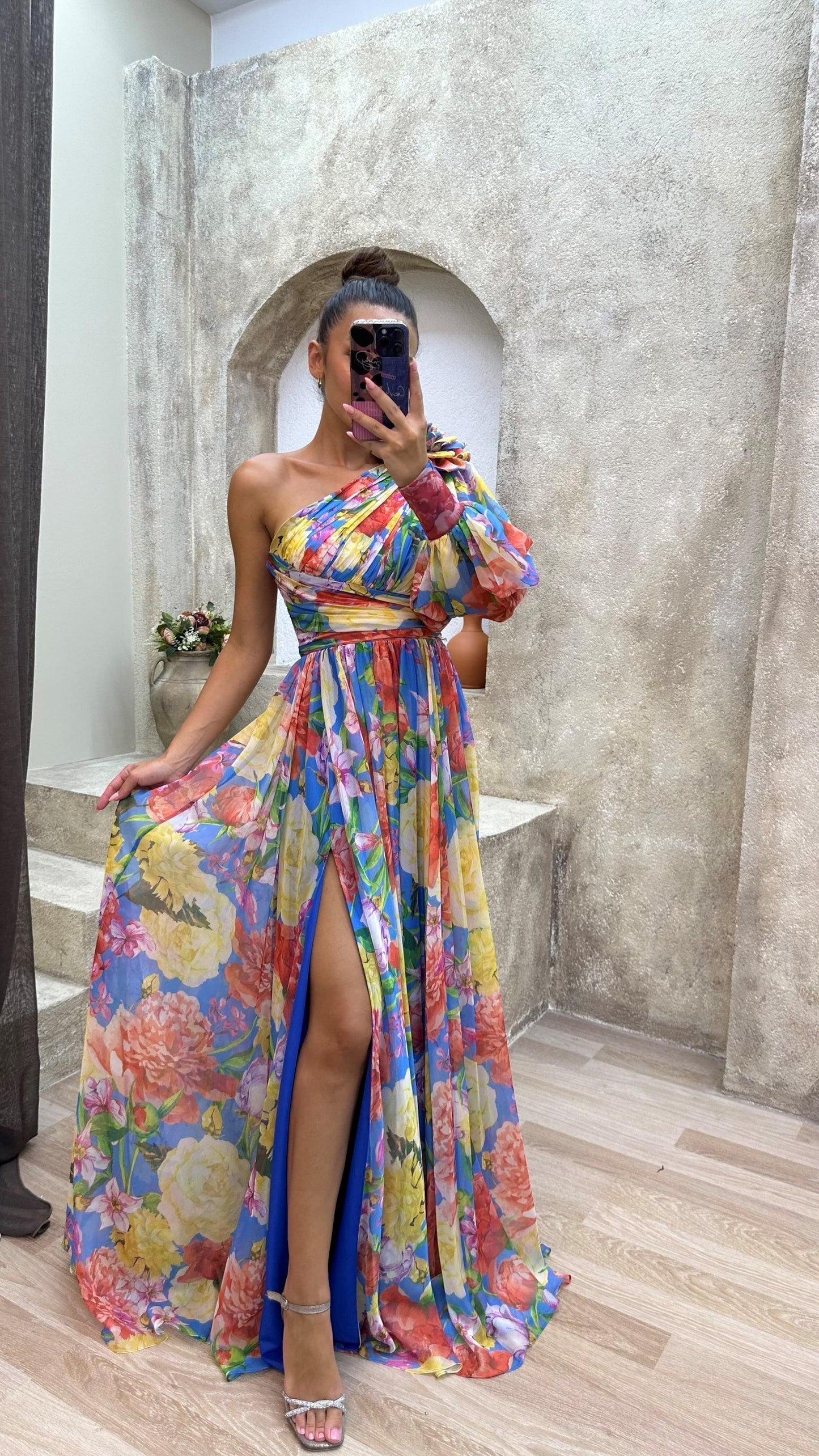 Image of Christy | Women's One Shoulder Floral Maxi Dress