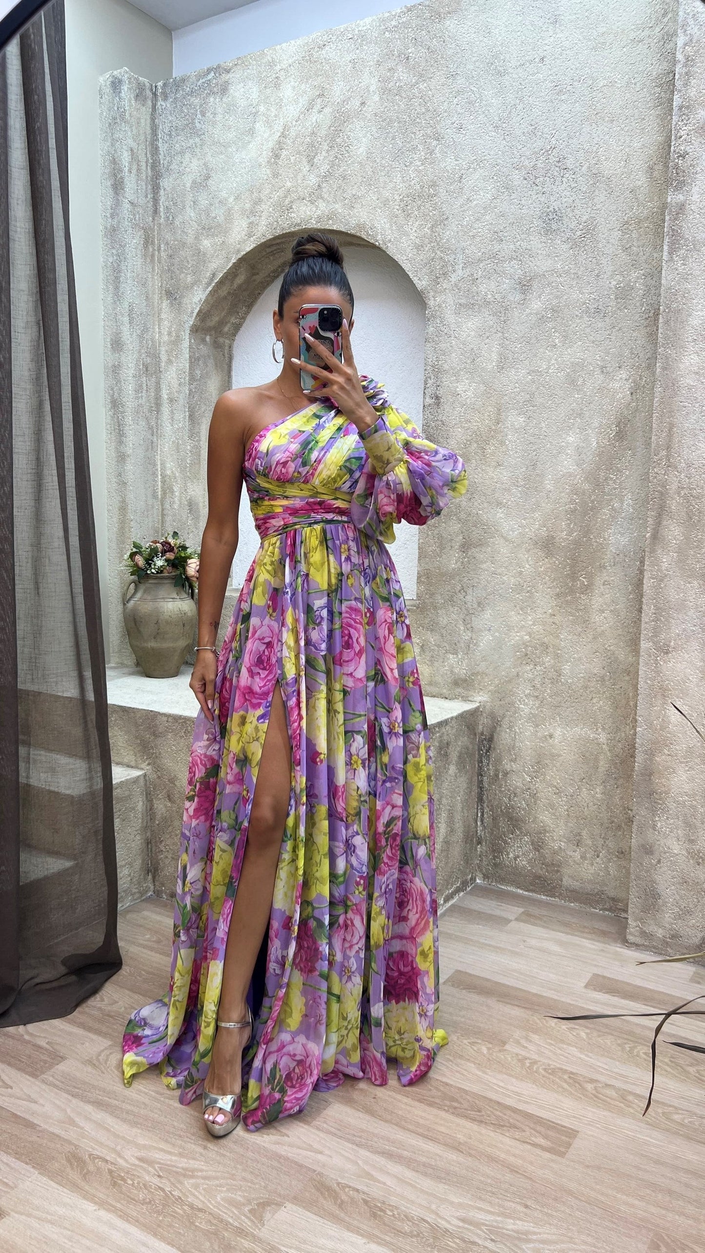 Image of Christy | Women's One Shoulder Floral Maxi Dress