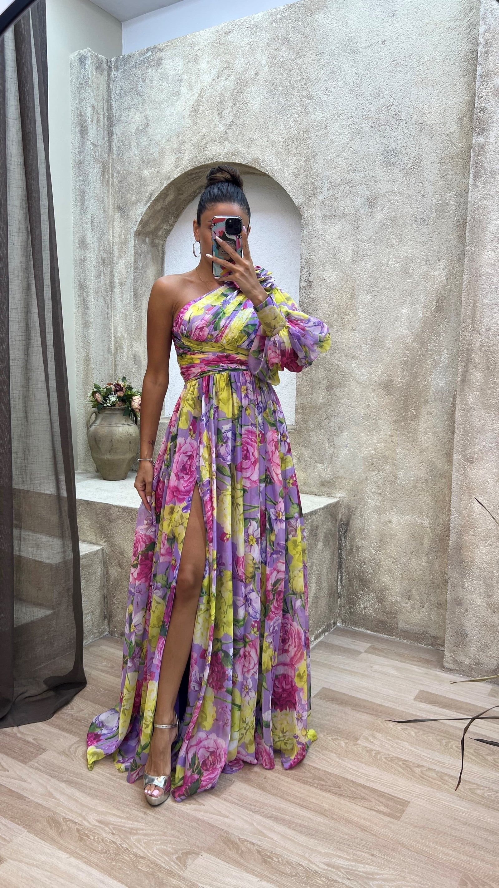 Image of Christy | Women's One Shoulder Floral Maxi Dress