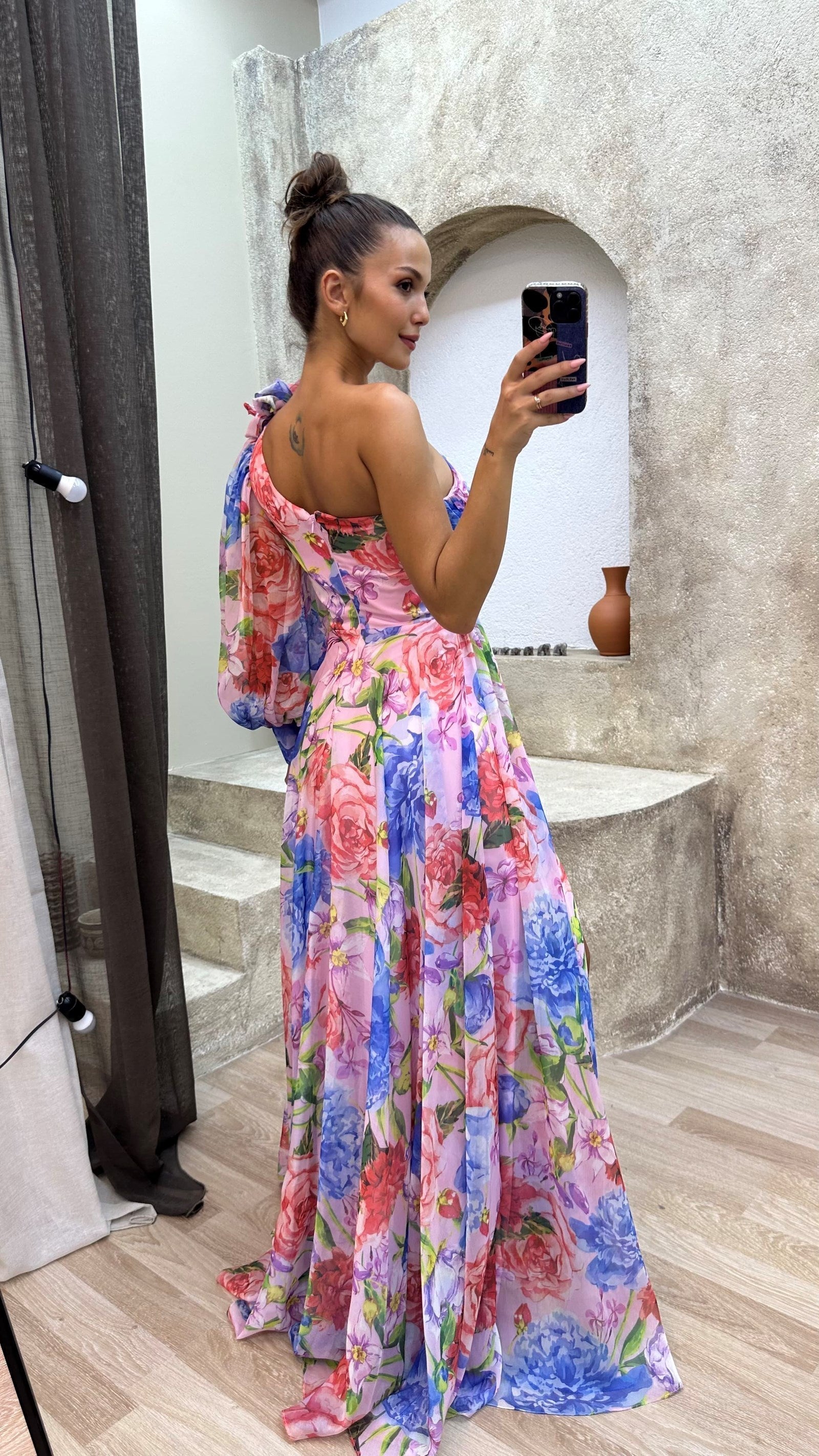 Image of Christy | Women's One Shoulder Floral Maxi Dress