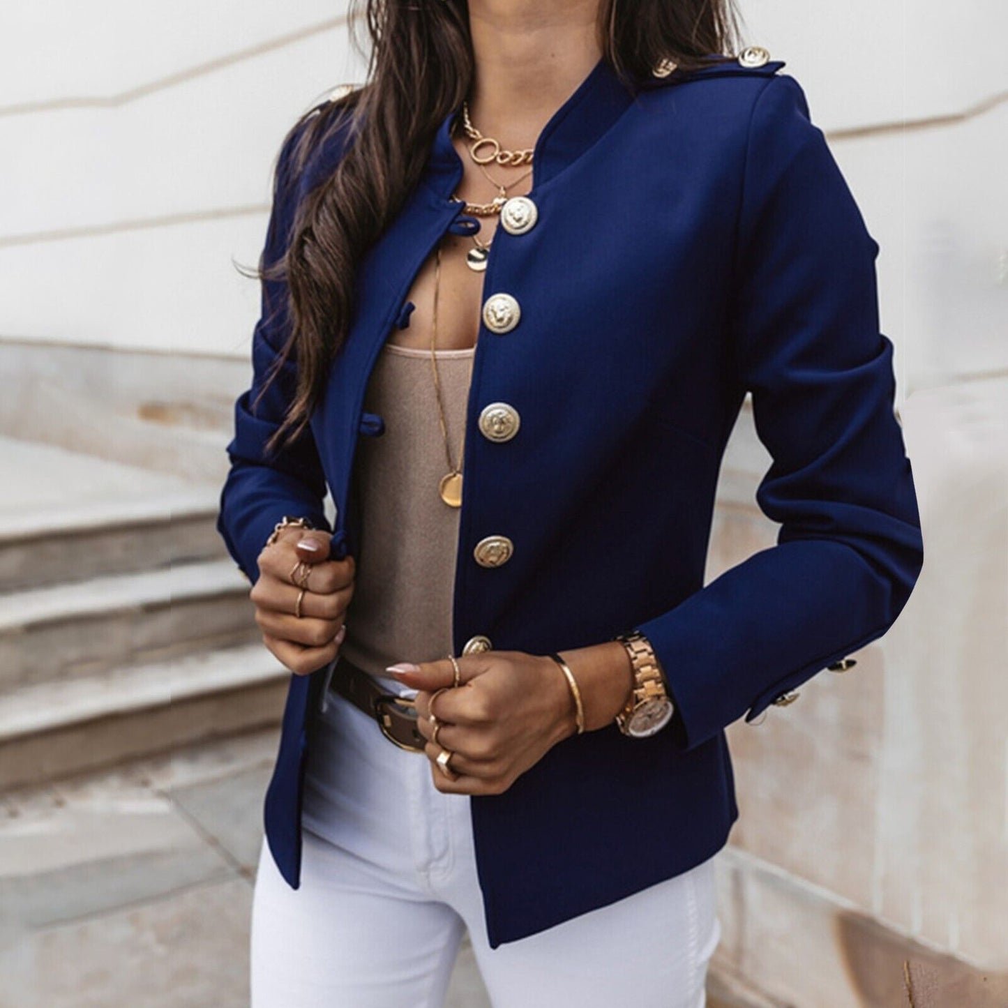 Image of Clara | Women's Button Front Fitted Military Jacket