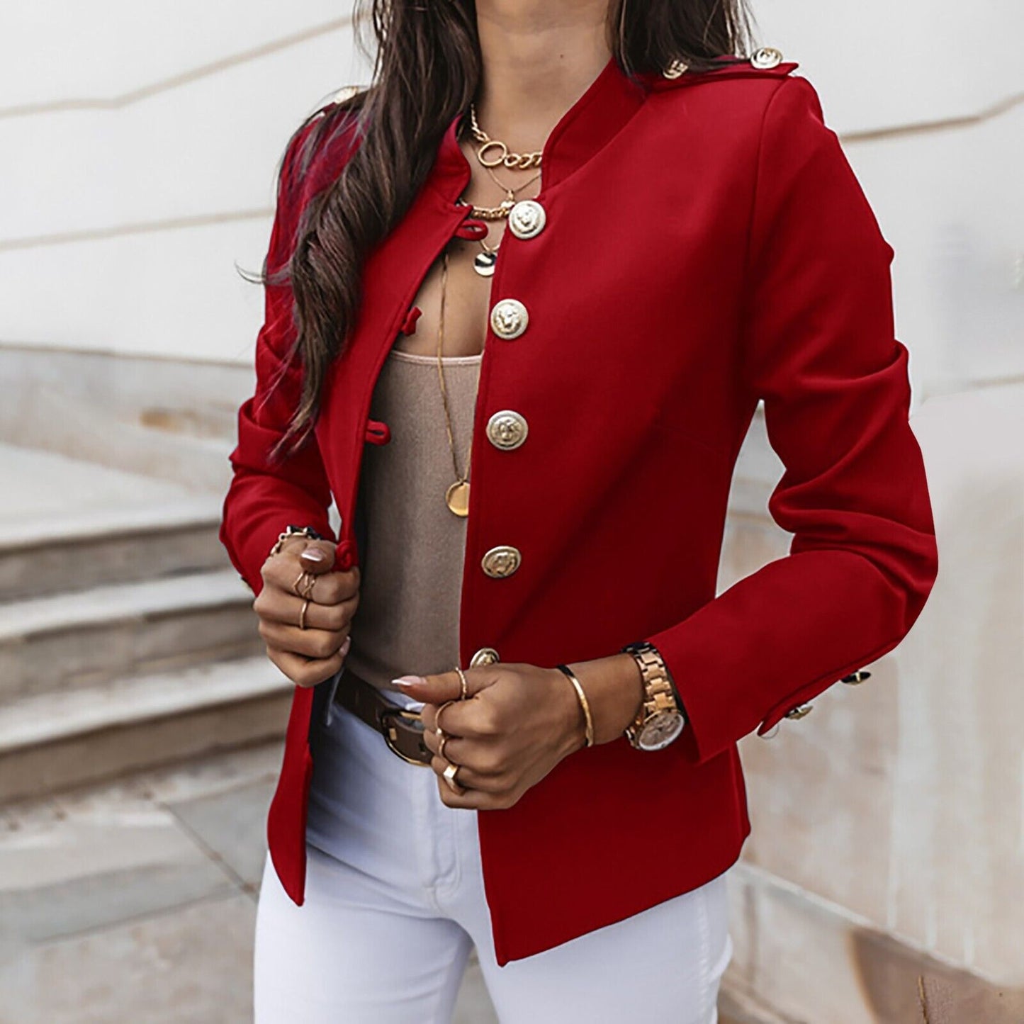 Image of Clara | Women's Button Front Fitted Military Jacket