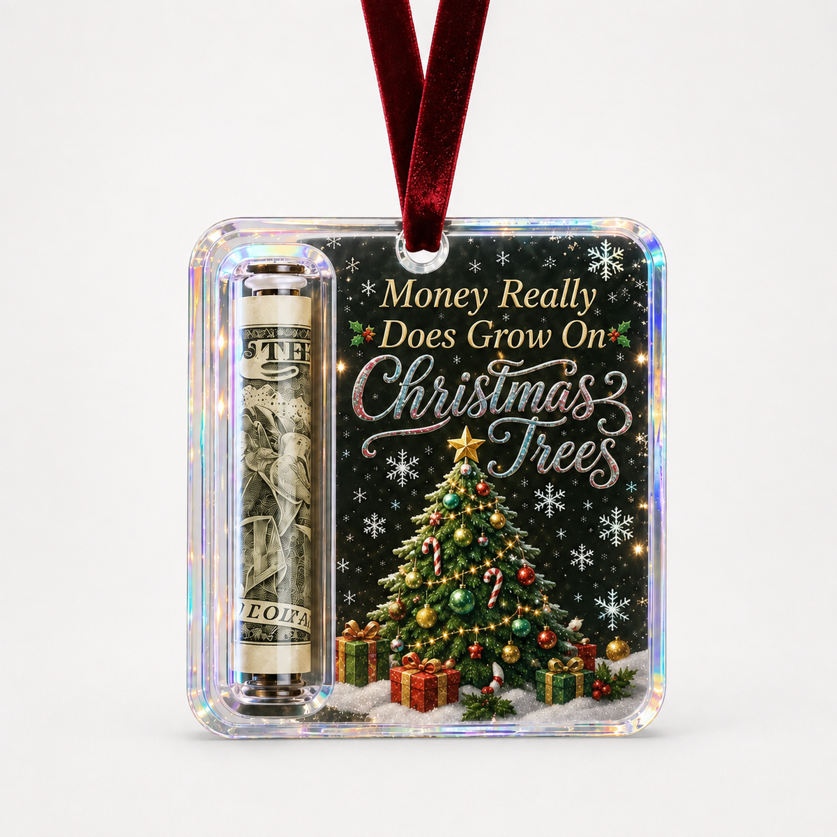 Clear Cash Reveal Christmas Ornament