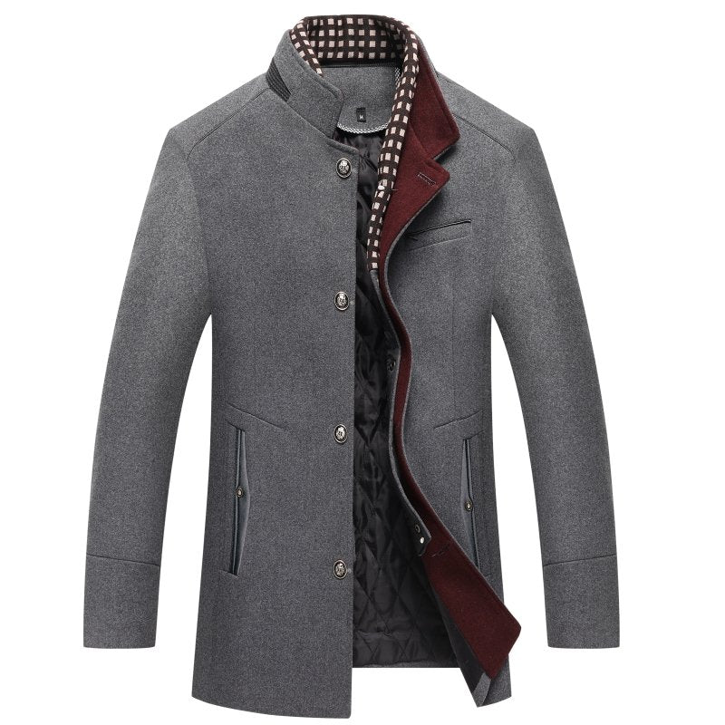 Image of Colin | Men's Stand Collar Mid-Length Coat