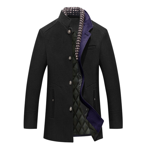 Image of Colin | Men's Stand Collar Mid-Length Coat