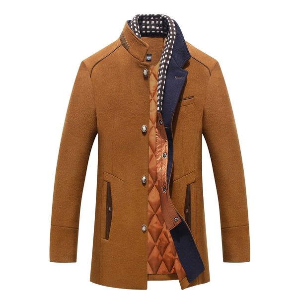 Image of Colin | Men's Stand Collar Mid-Length Coat
