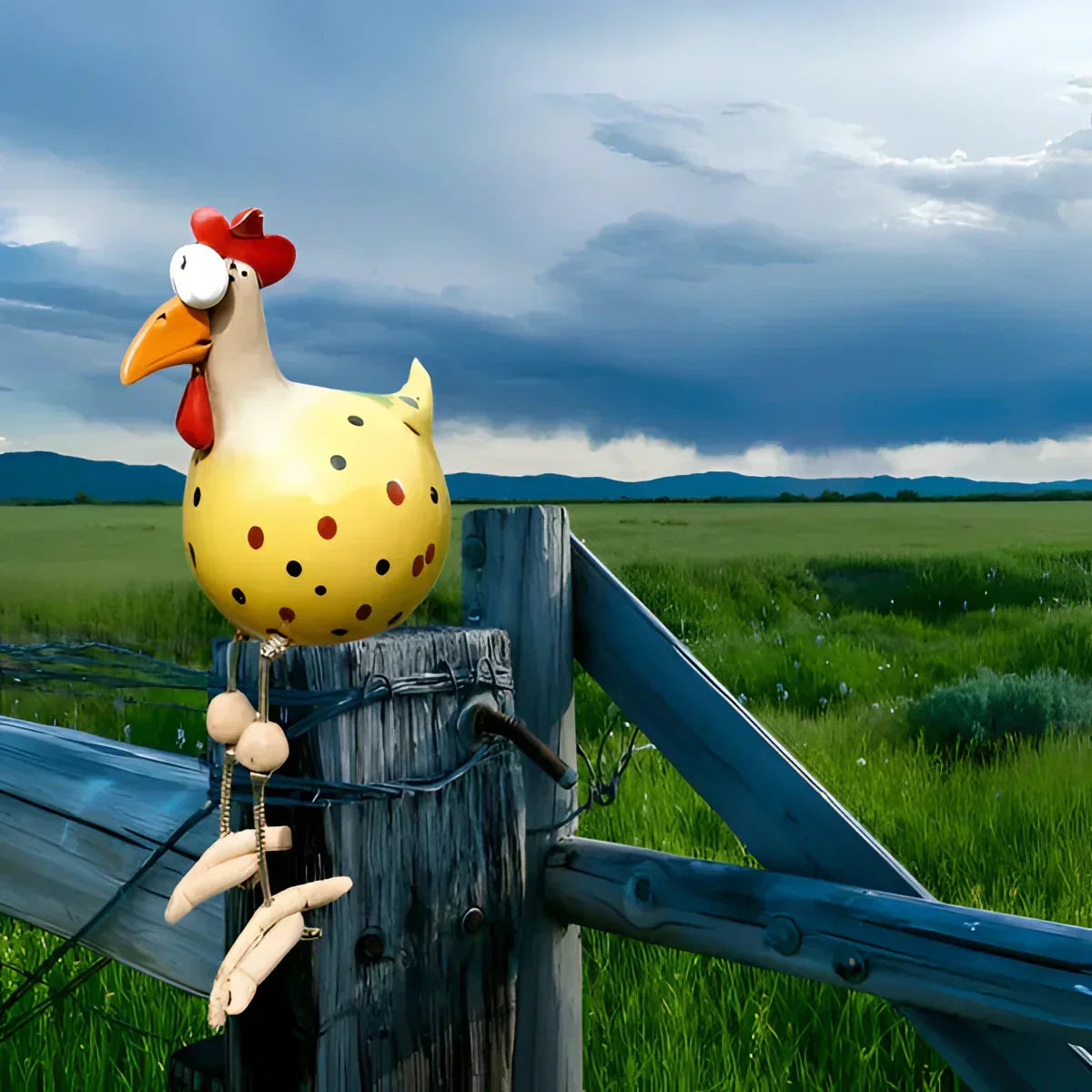 Colourful Metal Hen Garden Sculpture - Charming Outdoor Decor