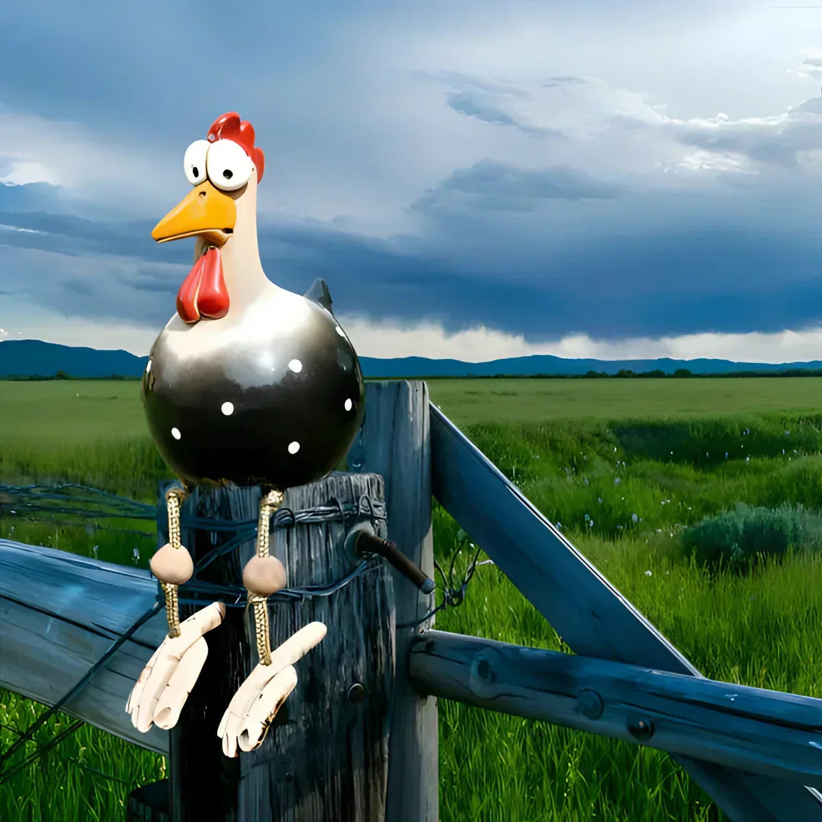 Colourful Metal Hen Garden Sculpture - Charming Outdoor Decor