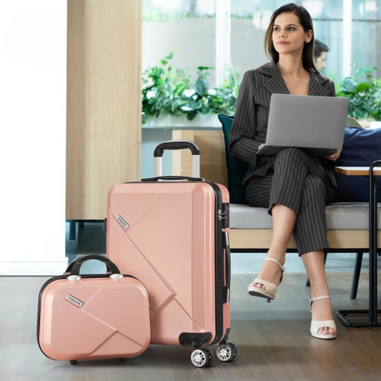 Compact 2-Piece Carry-On Luggage Set with Trolley Bag and Spinner Wheels