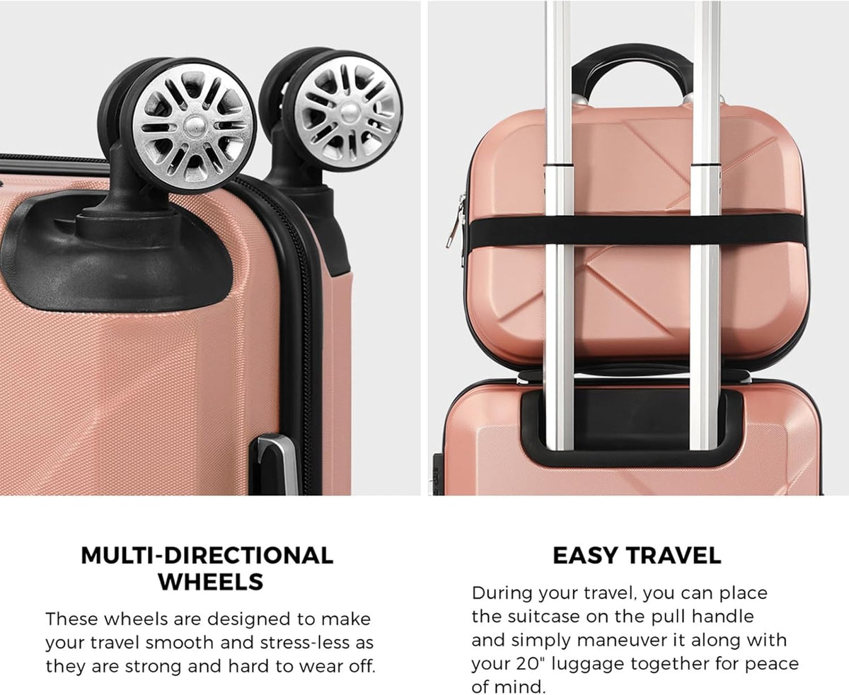 Compact 2-Piece Carry-On Luggage Set with Trolley Bag and Spinner Wheels