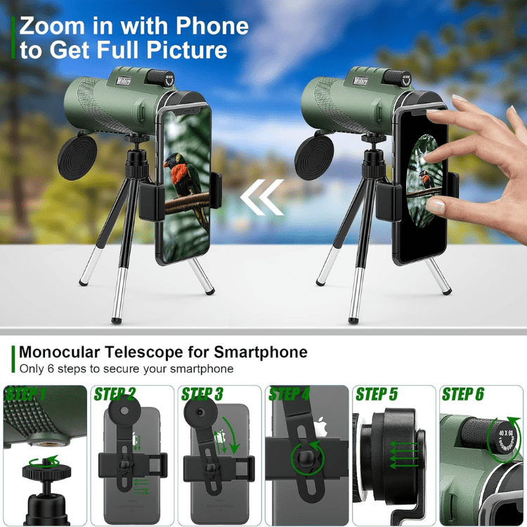 Compact 600x Ultra-Zoom Monocular with HD Lens – Lightweight for Hiking, Birdwatching & Sports Events