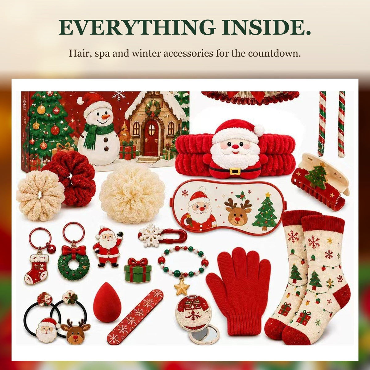 Cosy Christmas Accessories Advent Calendar, 24 Hair, Spa and Pamper Treats