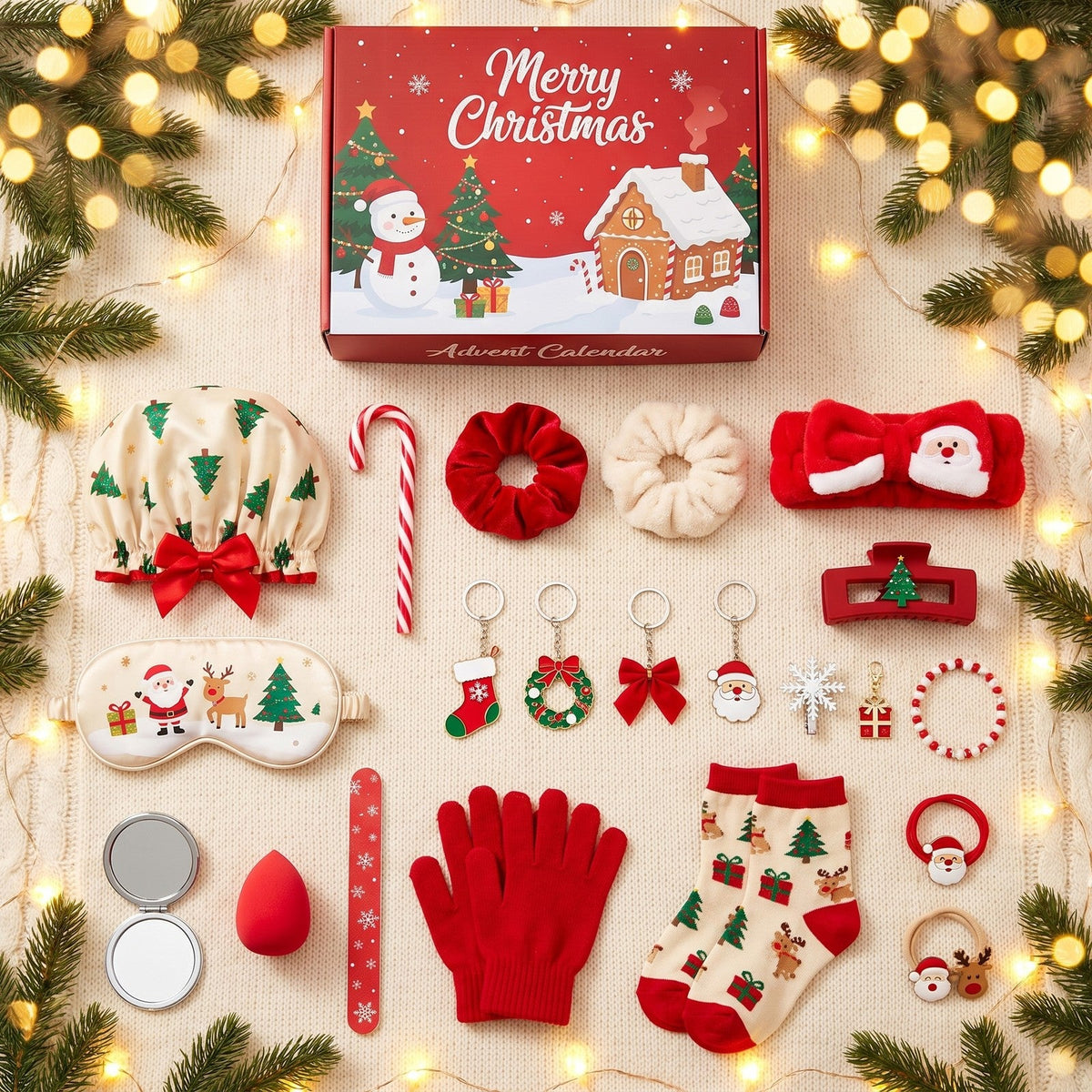 Cosy Christmas Accessories Advent Calendar, 24 Hair, Spa and Pamper Treats