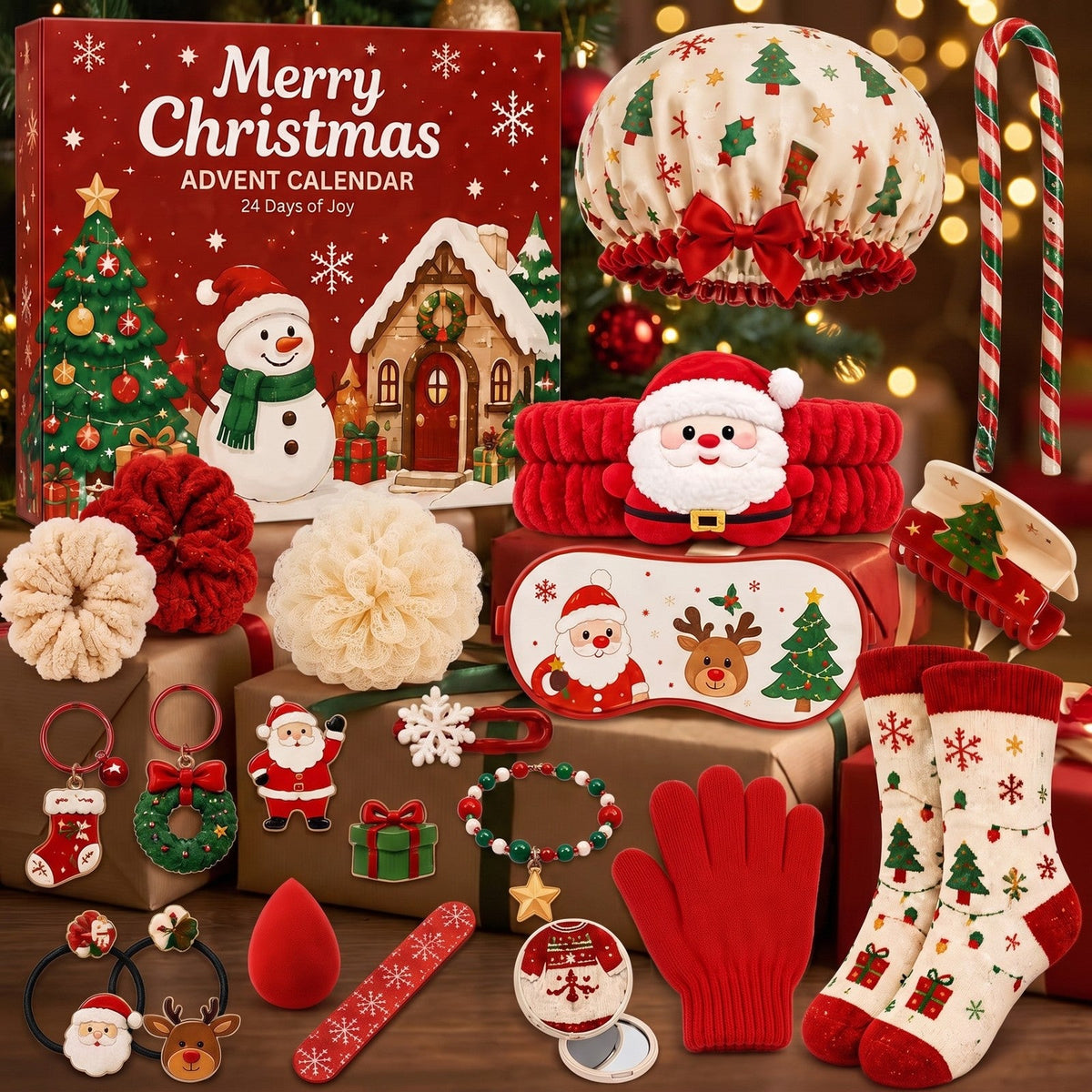Cosy Christmas Accessories Advent Calendar, 24 Hair, Spa and Pamper Treats