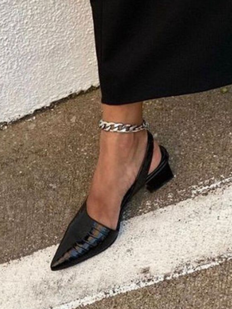 Croc-Effect Slingback Heels