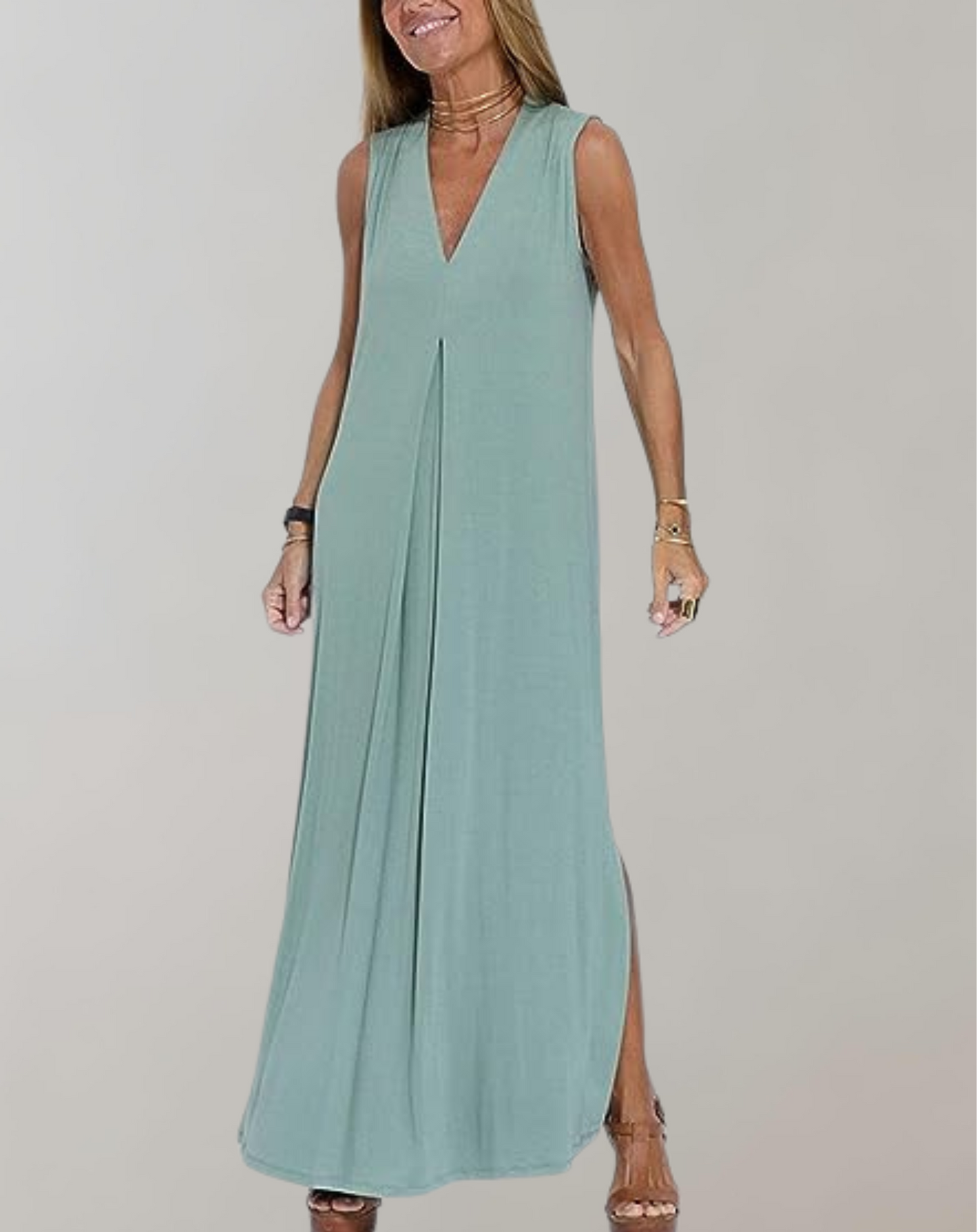 Image of Crystal | Women's Sleeveless V-Neck Maxi Dress