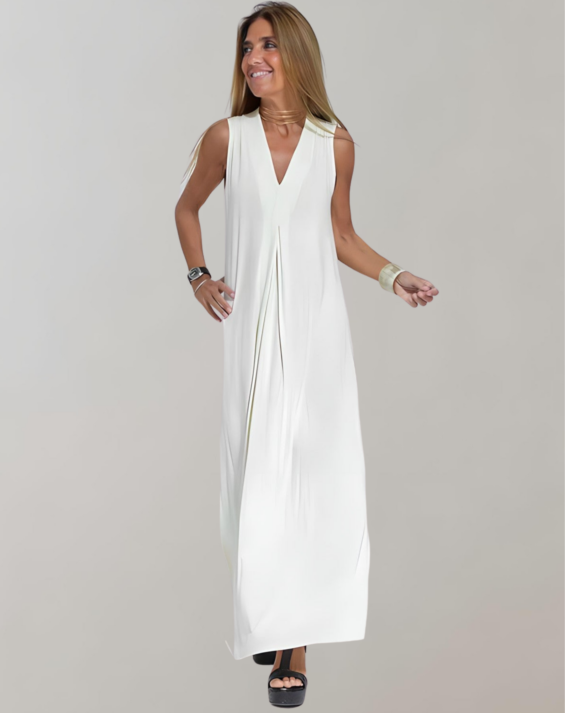 Image of Crystal | Women's Sleeveless V-Neck Maxi Dress