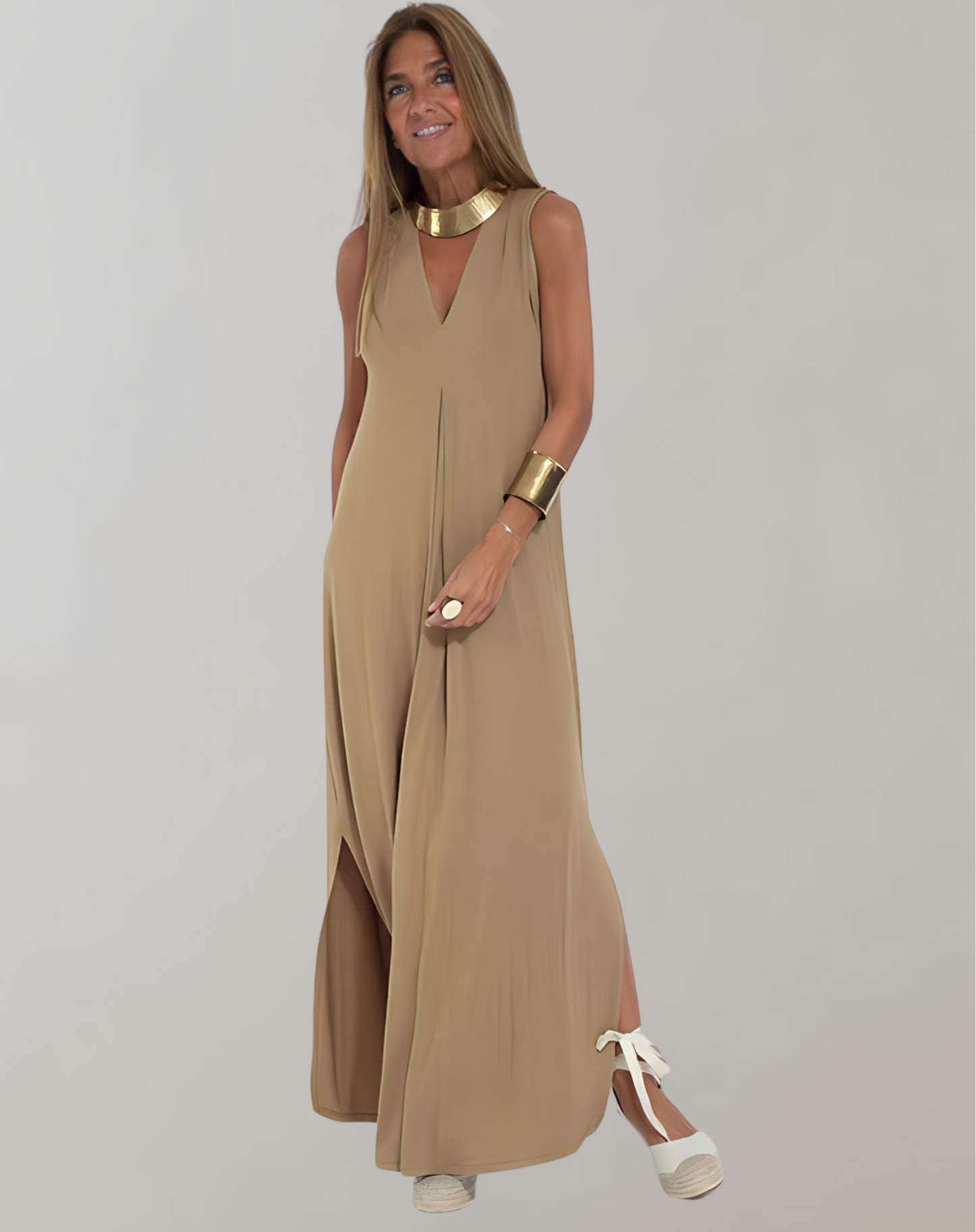 Image of Crystal | Women's Sleeveless V-Neck Maxi Dress