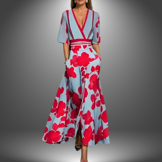 Image of Crystal | Women's V-Neck Wrap Maxi Dress