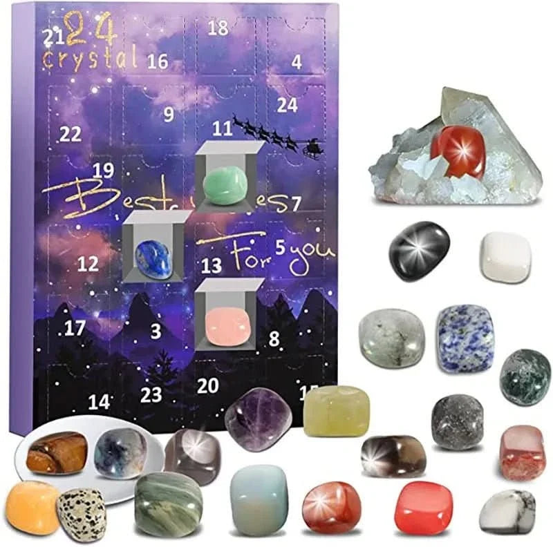 Crystal Gems – Magical Gemstone Advent Calendar with 24 Natural Crystals