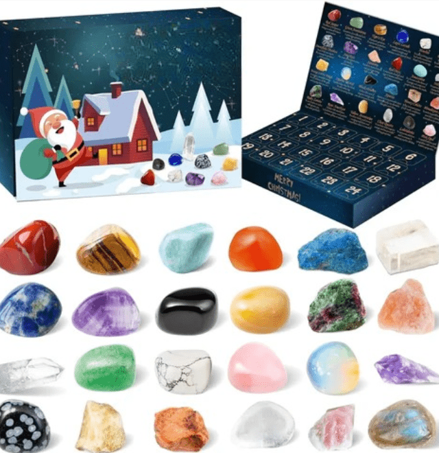 Crystal Gems – Magical Gemstone Advent Calendar with 24 Natural Crystals