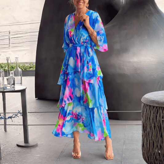 Crystal | Women's V-Neck Wrap Midi Dress - Image 1