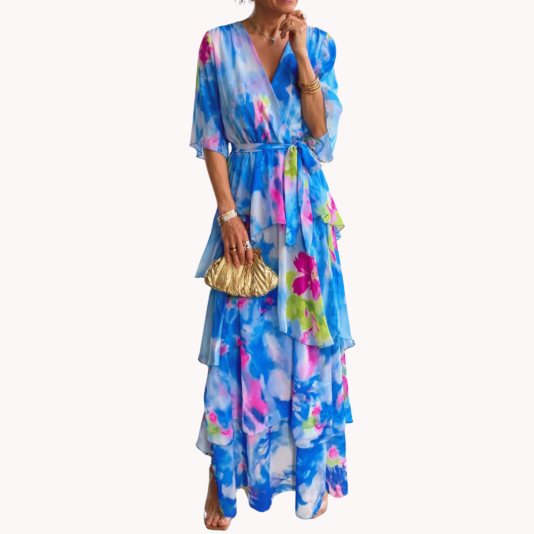 Crystal | Women's V-Neck Wrap Midi Dress - Image 2
