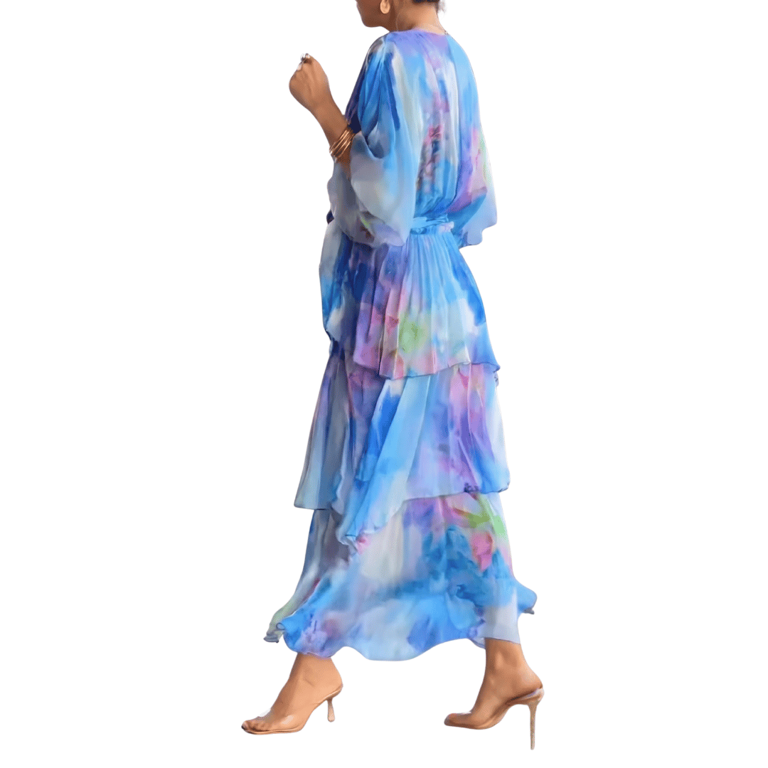 Crystal | Women's V-Neck Wrap Midi Dress - Image 3