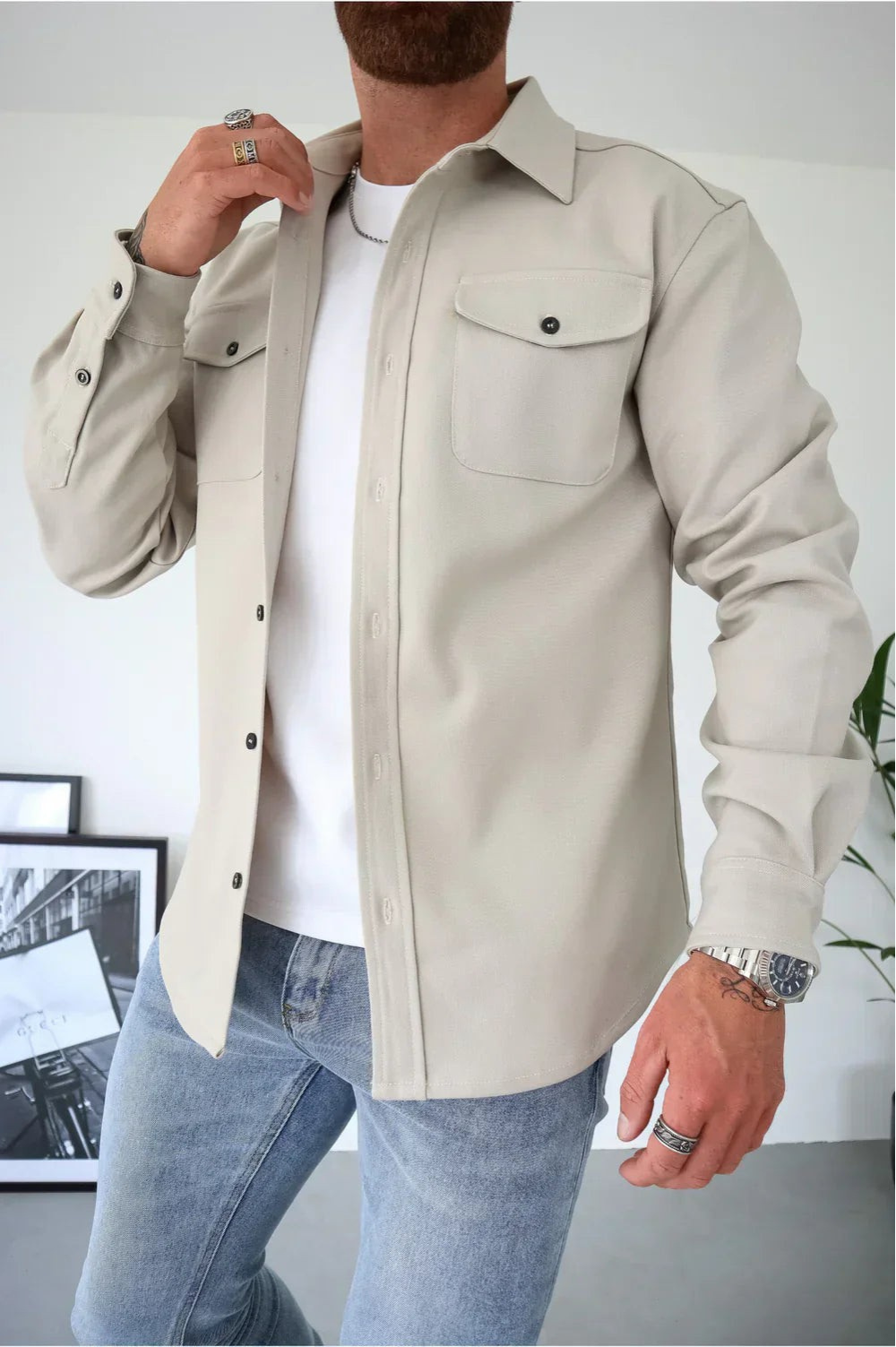Cyrus | Men's Long Sleeve Shirt Jacket - Image 1