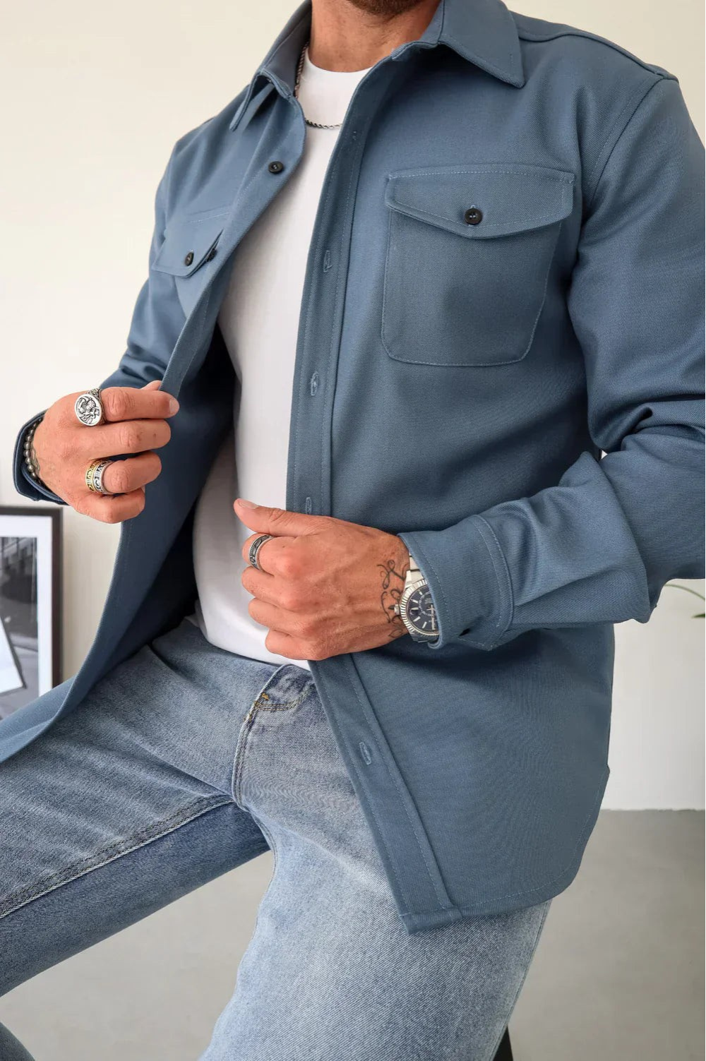 Cyrus | Men's Long Sleeve Shirt Jacket - Image 3