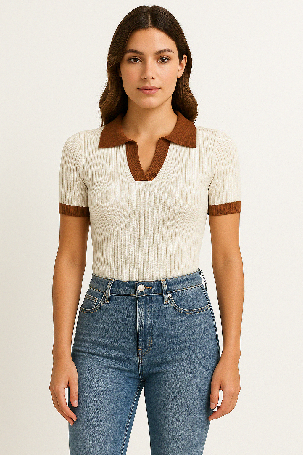 Image of Dana | Women's Fitted Ribbed Polo Shirt