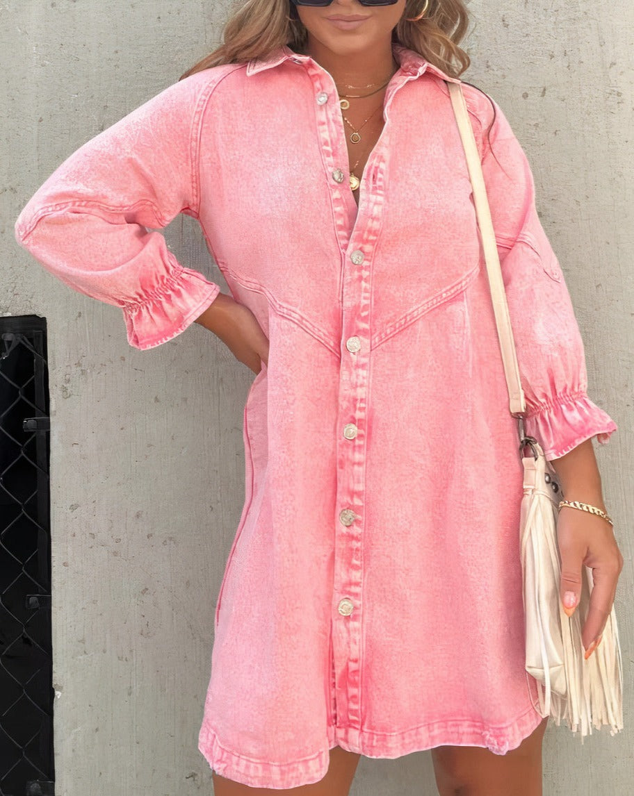 Image of Daniela | Women's Button-Down Shirt Dress Mini