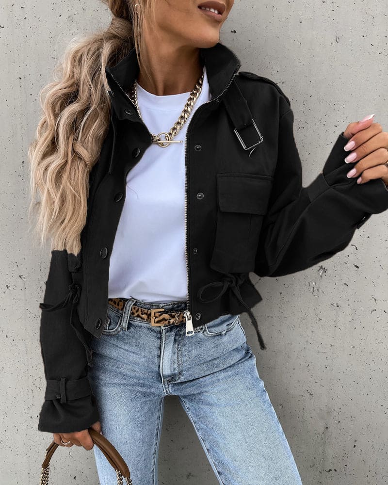 Image of Danielle | Women's Cropped Button-Down Utility Jacket