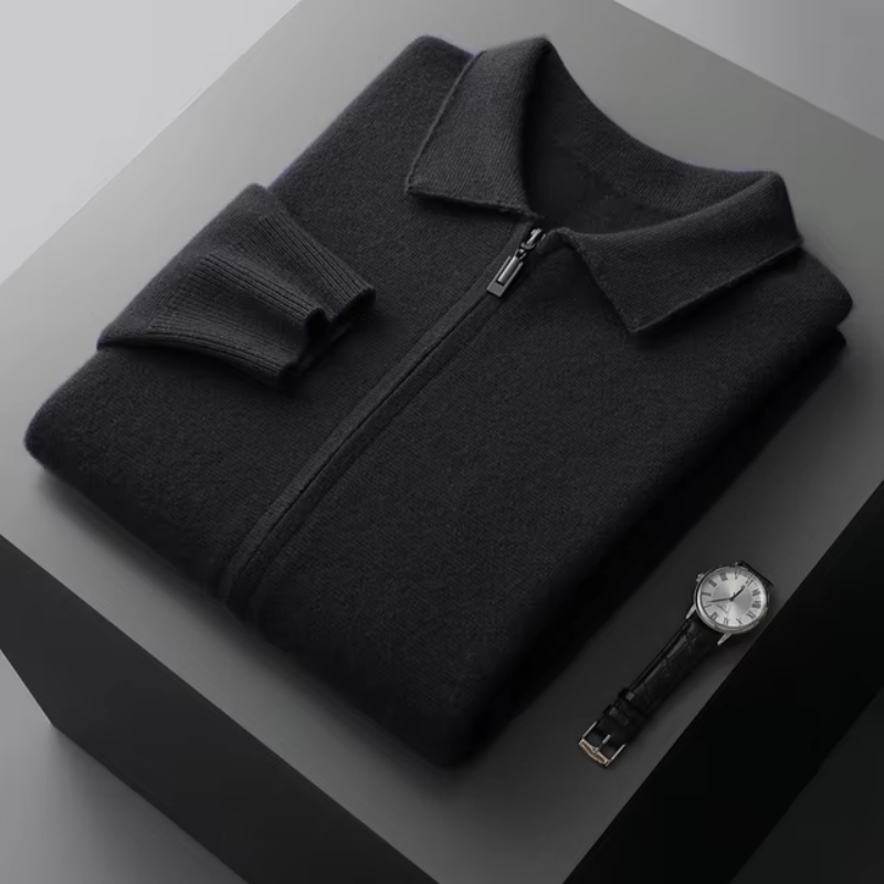 Image of Darryl | Men's Full Zip Collared Sweater Jacket